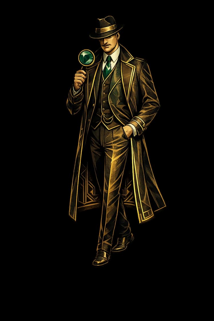 El detective de Indicia, lupa en mano